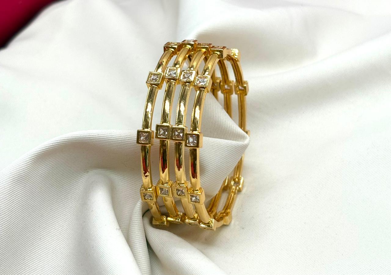 Pure panchaloham white stone 4 bangles
