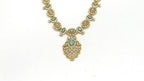 Matte finishing Mint-Green Leaf Designed with stones Long Necklace