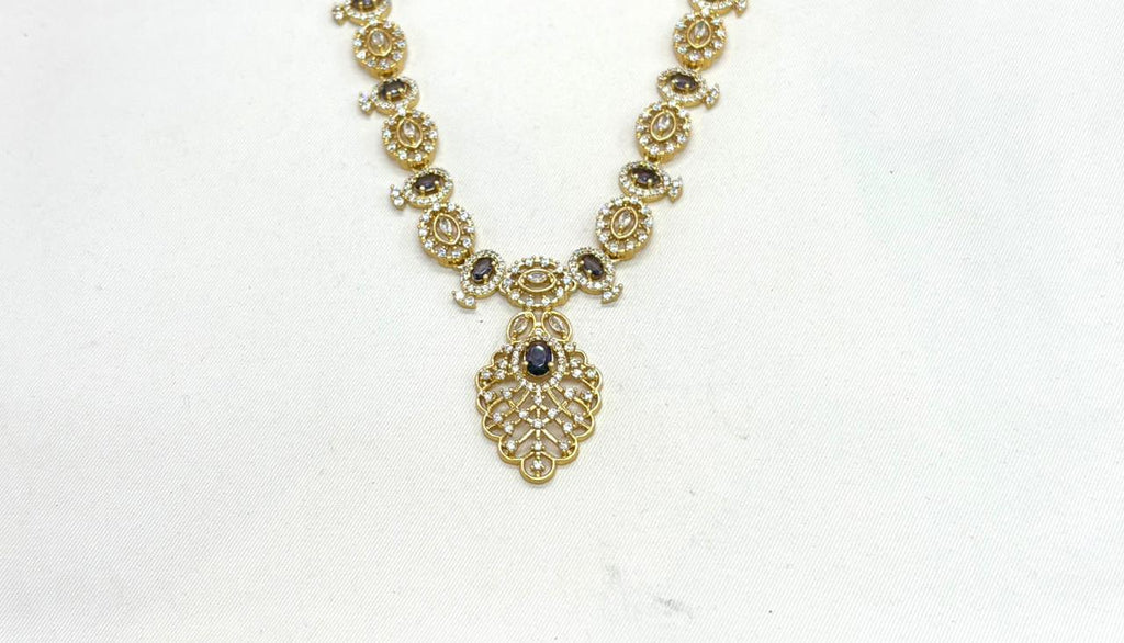 Matte finishing Purple Leaf Designed with stones Long Necklace