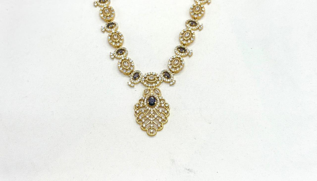 Matte finishing Purple Leaf Designed with stones Long Necklace