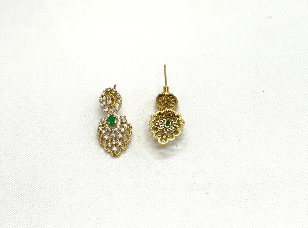 Matte finishing Green Leaf Designed with stones Long Necklace