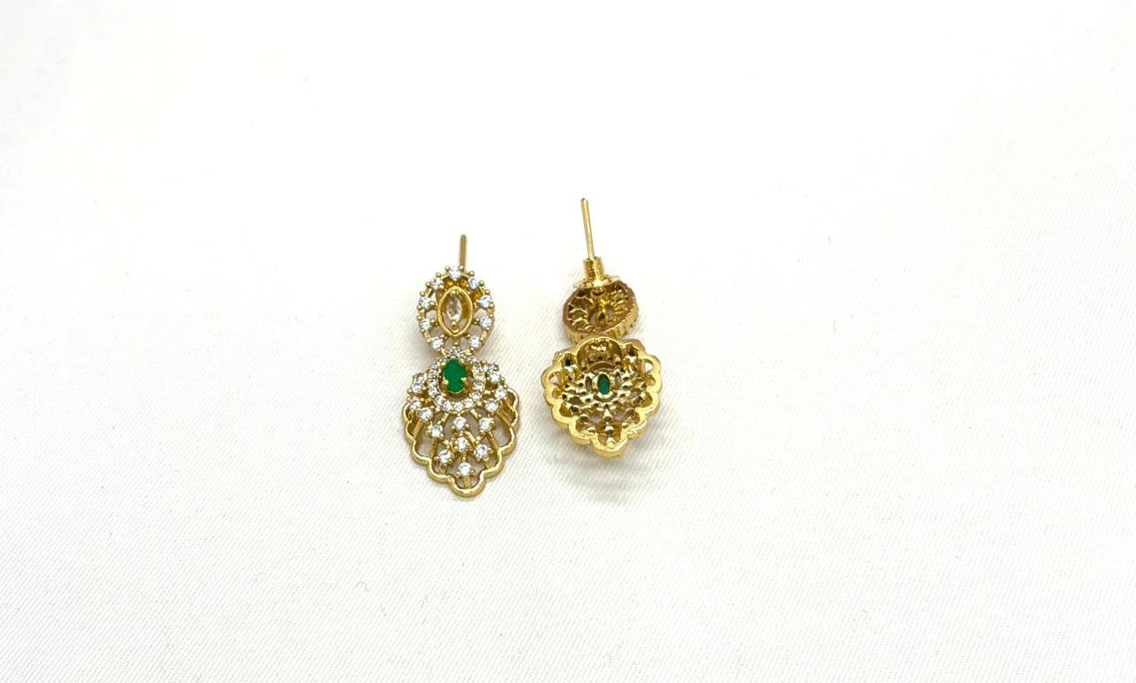 Matte finishing Green Leaf Designed with stones Short Necklace