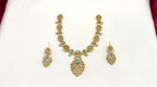 Matte finishing Mint-Green Leaf Designed with stones Short Necklace