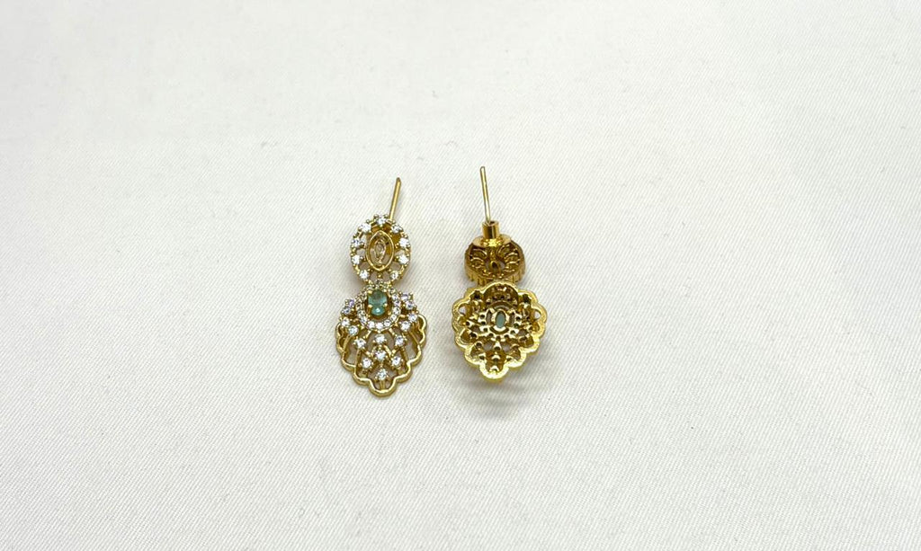 Matte finishing Mint-Green Leaf Designed with stones Short Necklace