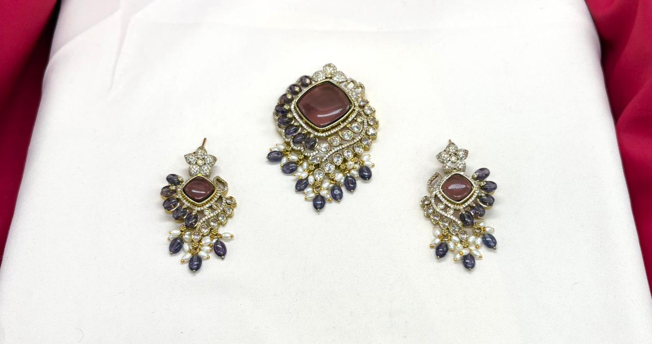 Victorian finishing with Purple stone and pearls Locket