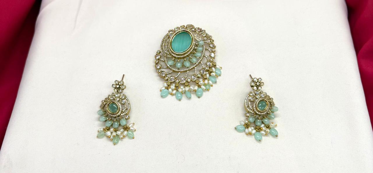 Victorian finishing with Light-Blue stone designed Locket