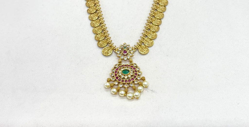 Matte finishing with lord Lakshmi designed Long Haram
