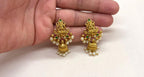 Matte finishing lord Lakshmi with white stones long Haram