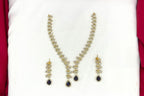 Emerald polki Purple with American Diamond Drop Short Necklace