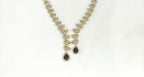Emerald polki Purple with American Diamond Drop Short Necklace