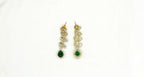 Emerald polki Green with American Diamond Drop Short Necklace