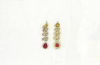 Emerald polki Red with American Diamond Drop Short Necklace