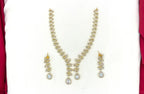 Emerald polki White with American Diamond Drop Short Necklace