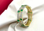 CZ American Diamond emerald-cut Green Stones Bangle
