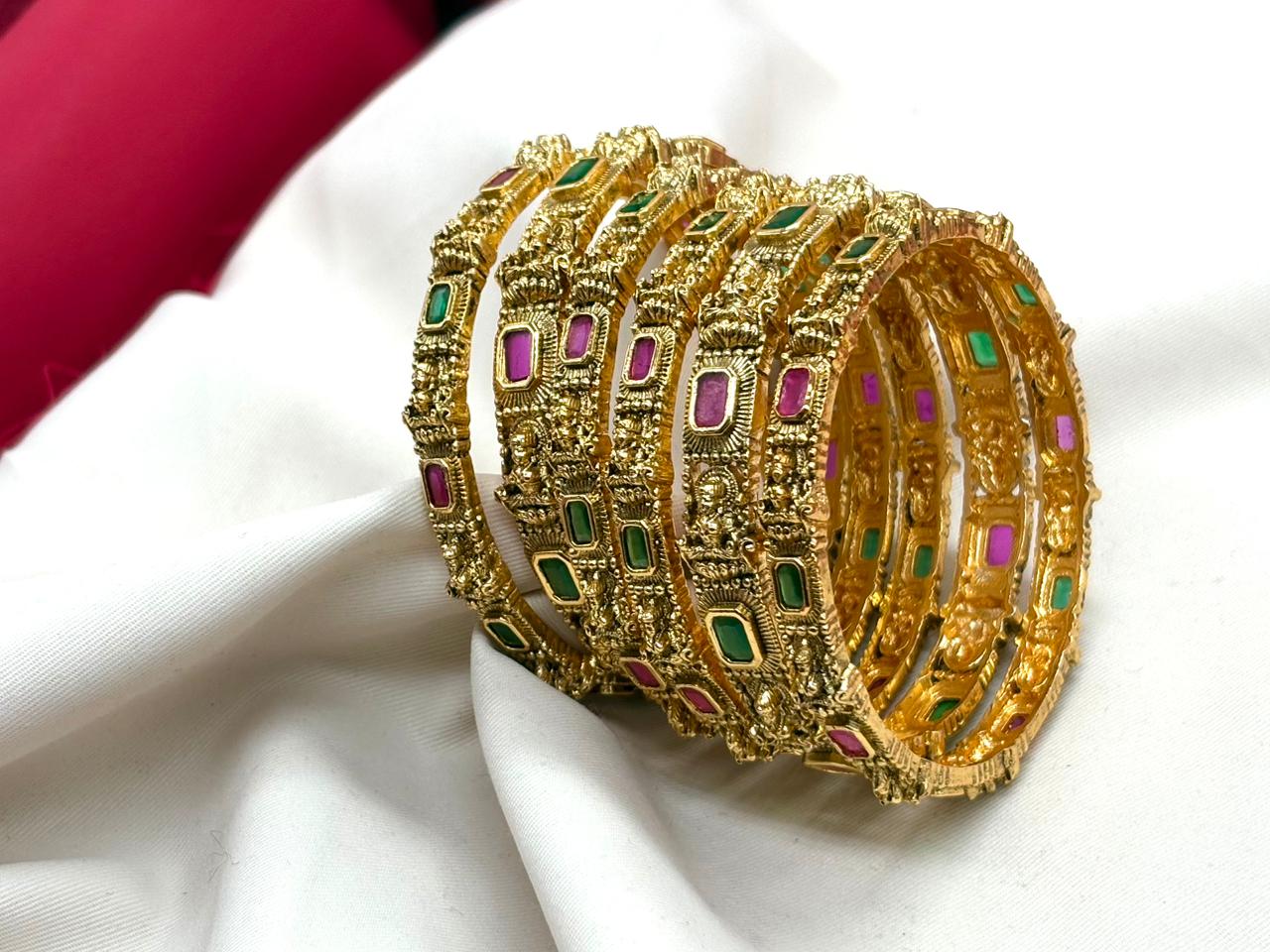 matte finishing with lord Lakshmi 6 pairs Bangle