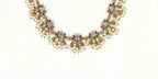 Ruby-Green Lotus with pearls Short Necklace