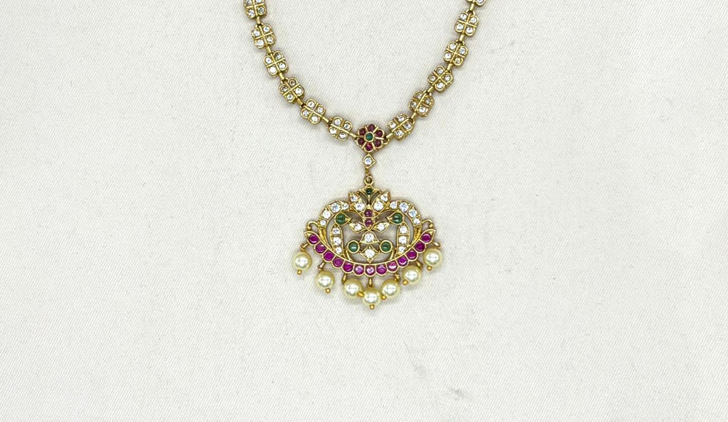 matte finishing with AD stones short Necklace