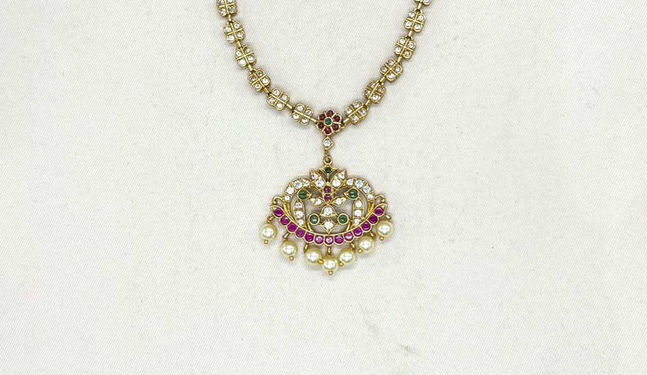 matte finishing with AD stones short Necklace