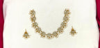White stones Lotus with pearls Short Necklace