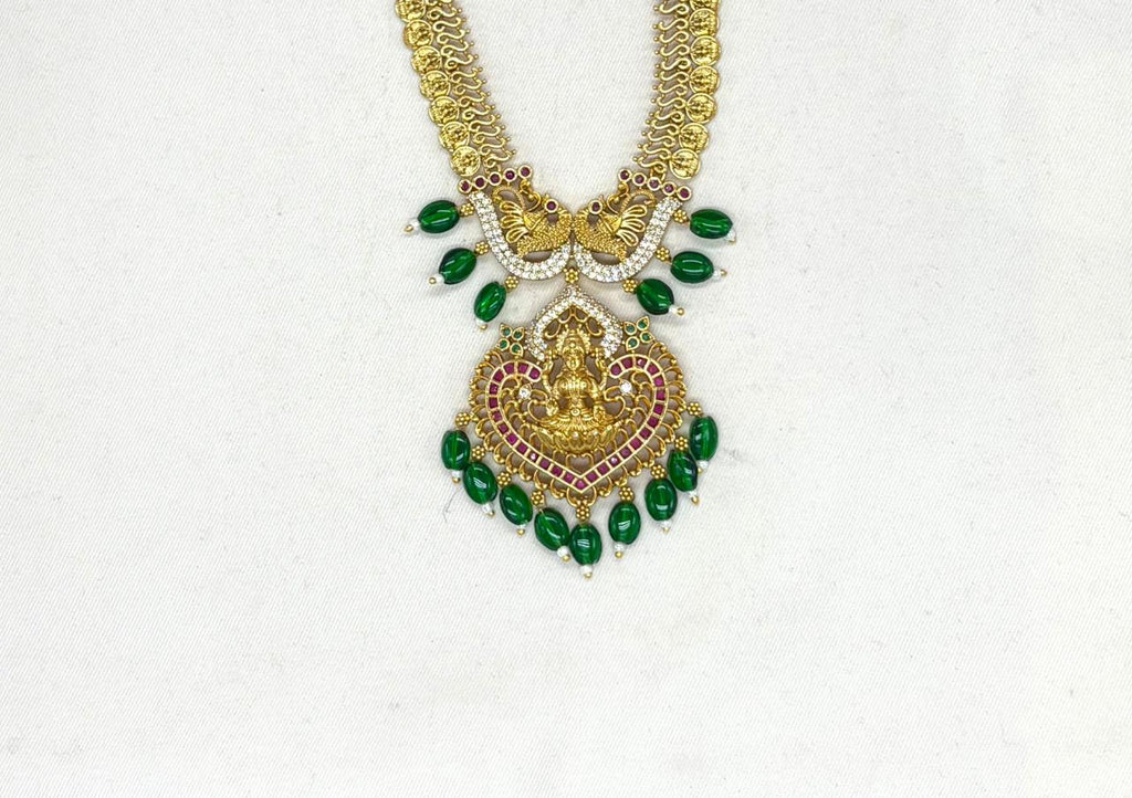 Matte finishing with green beads Long haram
