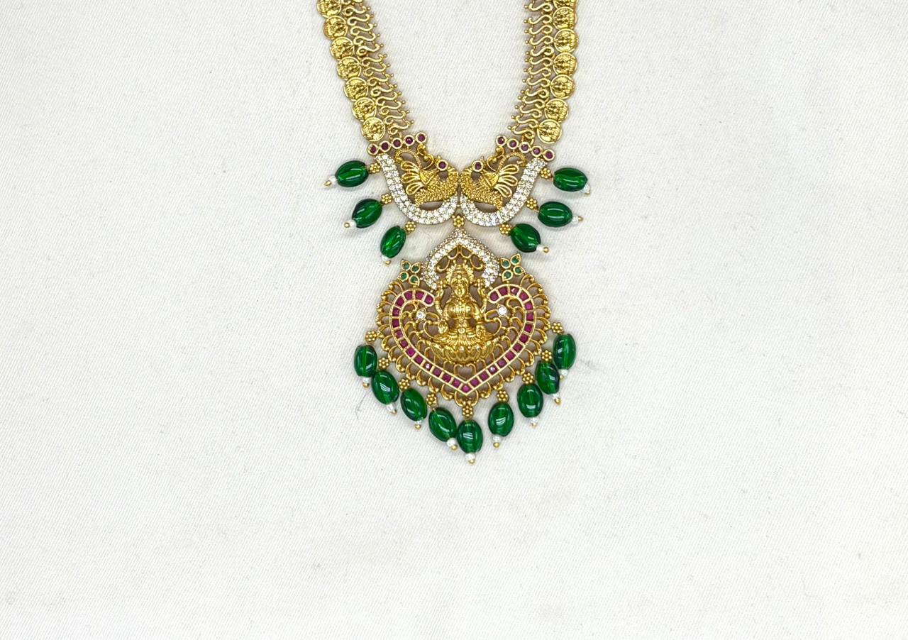Matte finishing with green beads Long haram