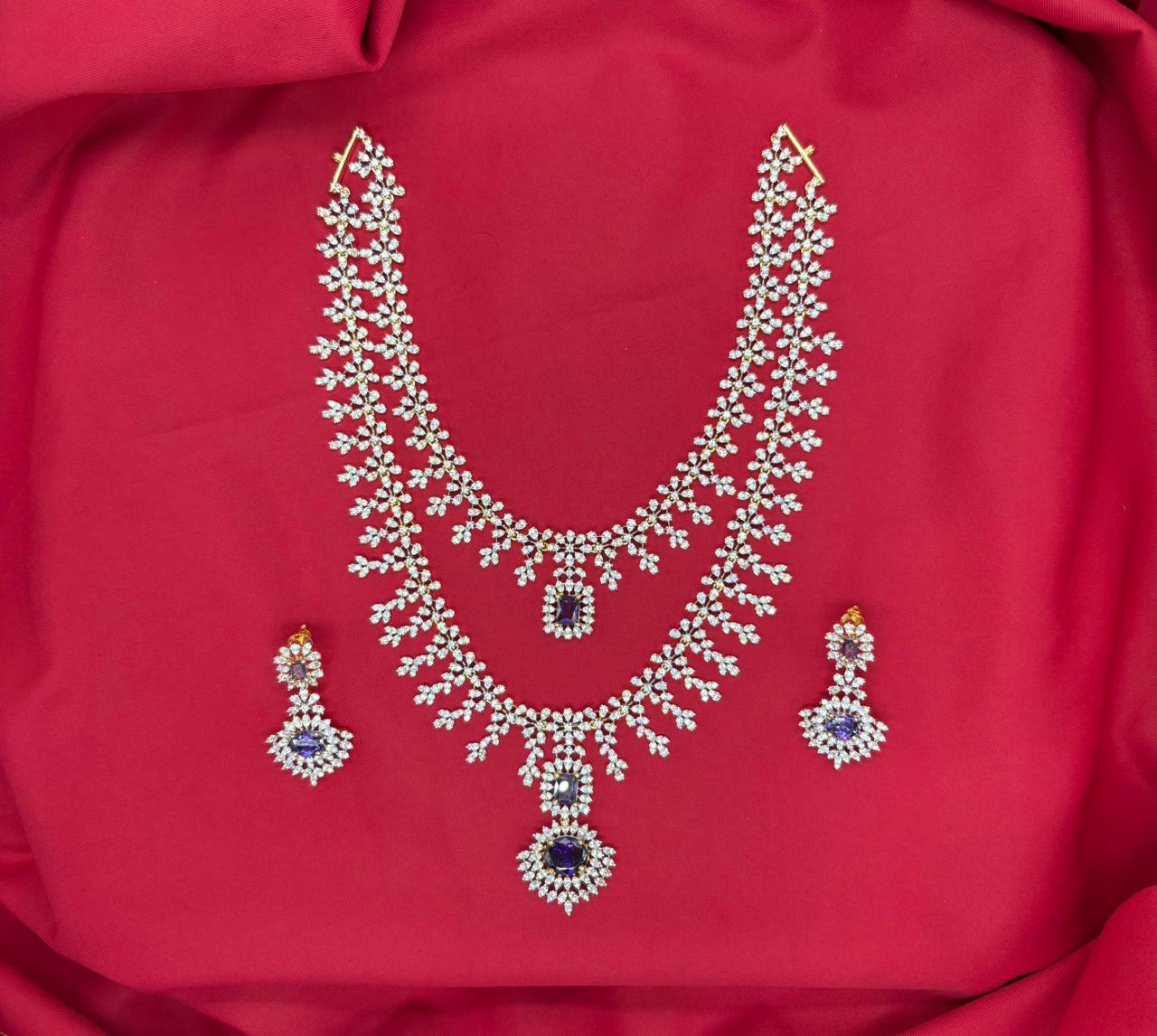 G.J polish American Diamond With Purple stone Necklace