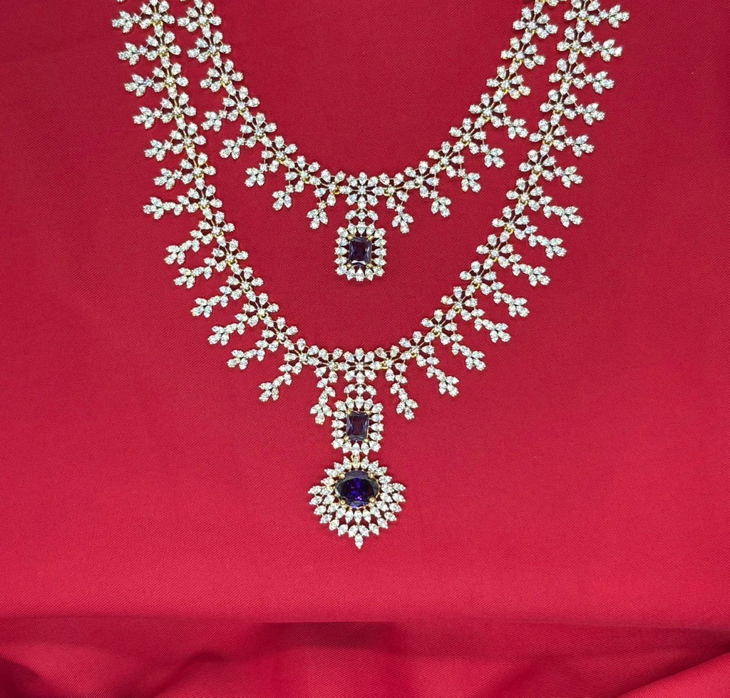 G.J polish American Diamond With Purple stone Necklace
