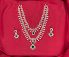 G.J polish American Diamond With Green stone Necklace