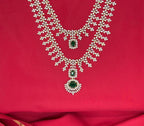 G.J polish American Diamond With Green stone Necklace