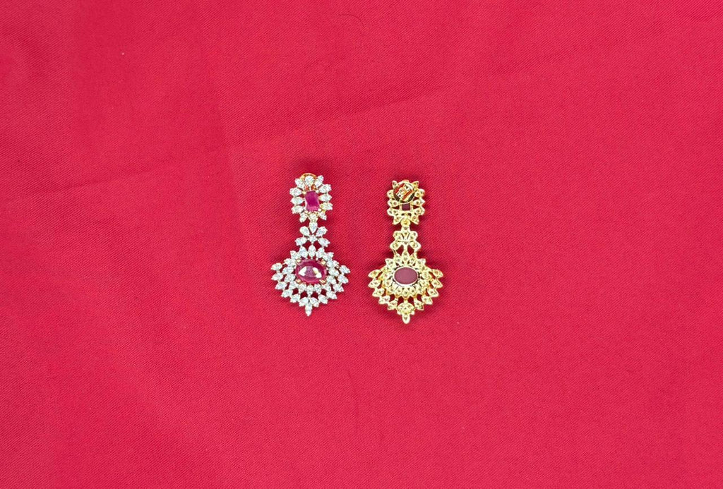 G.J polish American Diamond With Pink stone Necklace