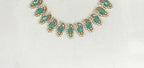 matte finishing American diamond and Mint-green stone short Necklace