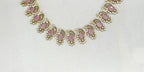 matte finishing American diamond and Bbay-pink stone short Necklace