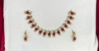 matte finishing American diamond and Red stone short Necklace