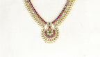 Matte finishing with Pink & White with white pearls Short Necklace