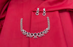 Rhodium Silver American Diamond with Purple Stone Short Necklace