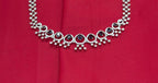 Rhodium Silver American Diamond with Purple Stone Short Necklace