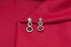 Rhodium Silver American Diamond with Green Short Necklace