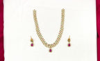 Matte finishing American Diamond with Pink Stone Short Necklace