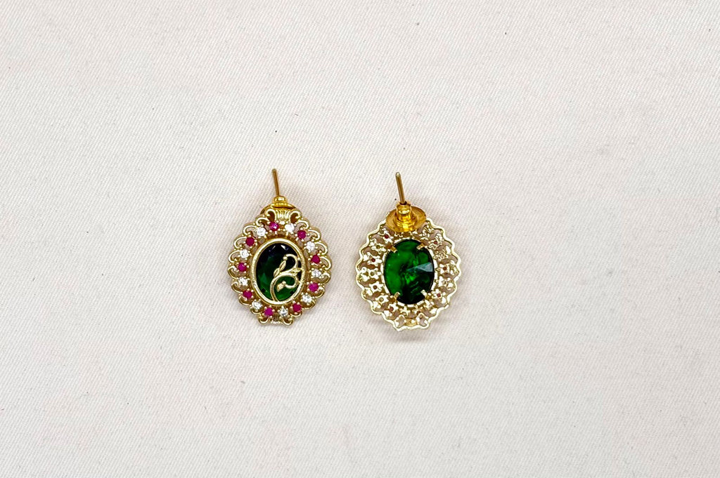 Vintage Style Emerald and Ruby Short Necklace