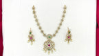 Matte finishing white stones  pearls with Elephant design Short Necklace
