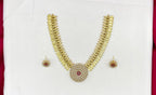Matte finishing AD stones and lord Lakshmi Short Necklace