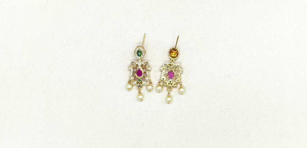 Matte finishing white stones pearls with Elephant design Long Haram