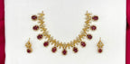 Matte finishing American Diamond with Red Stone Short Necklace
