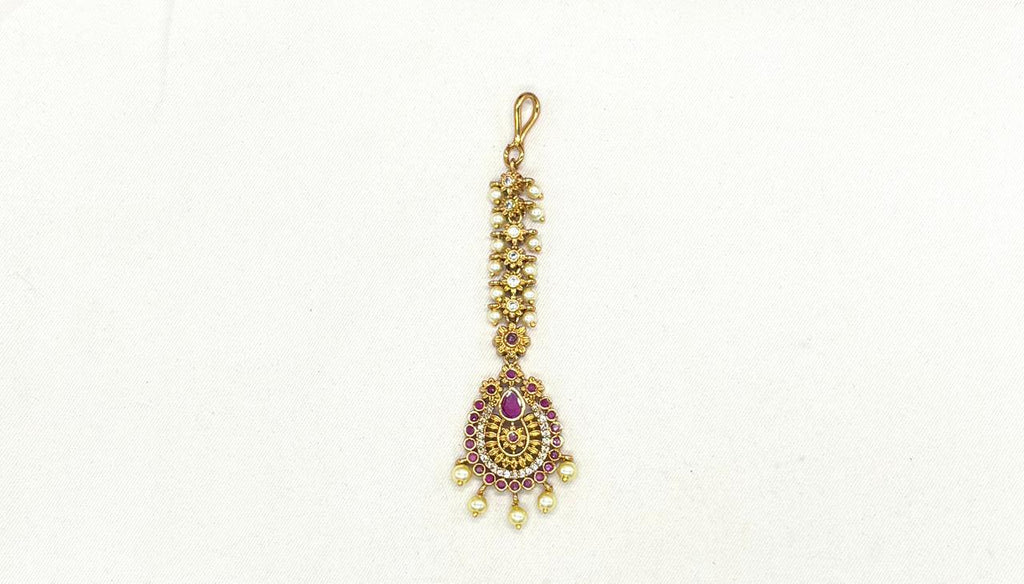 matte finishing floral pink stones maag tikka