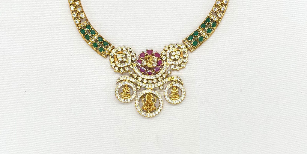 Matte finishing goddess Lakshmi and peacock design kanti