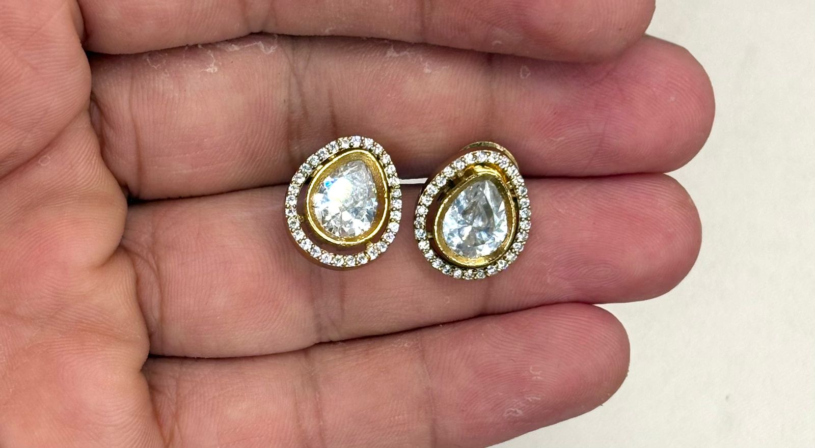 Premium Three layered AD Stones With White stone  Necklace