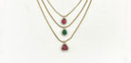 Premium Three layered AD Stones With Gren,red stone Necklace