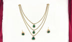 Premium Three layered AD Stones With Gren stone Necklace