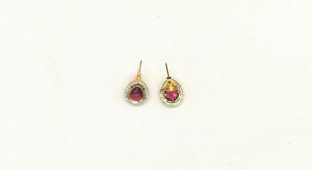 Premium Three layered AD Stones With Red stone Necklace
