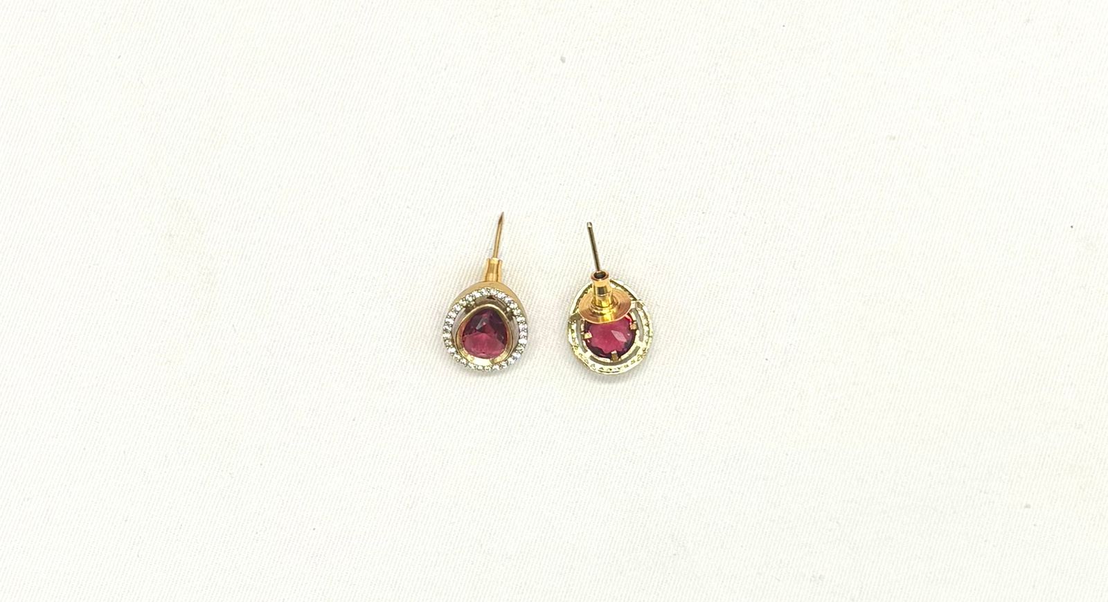 Premium Three layered AD Stones With Red stone Necklace